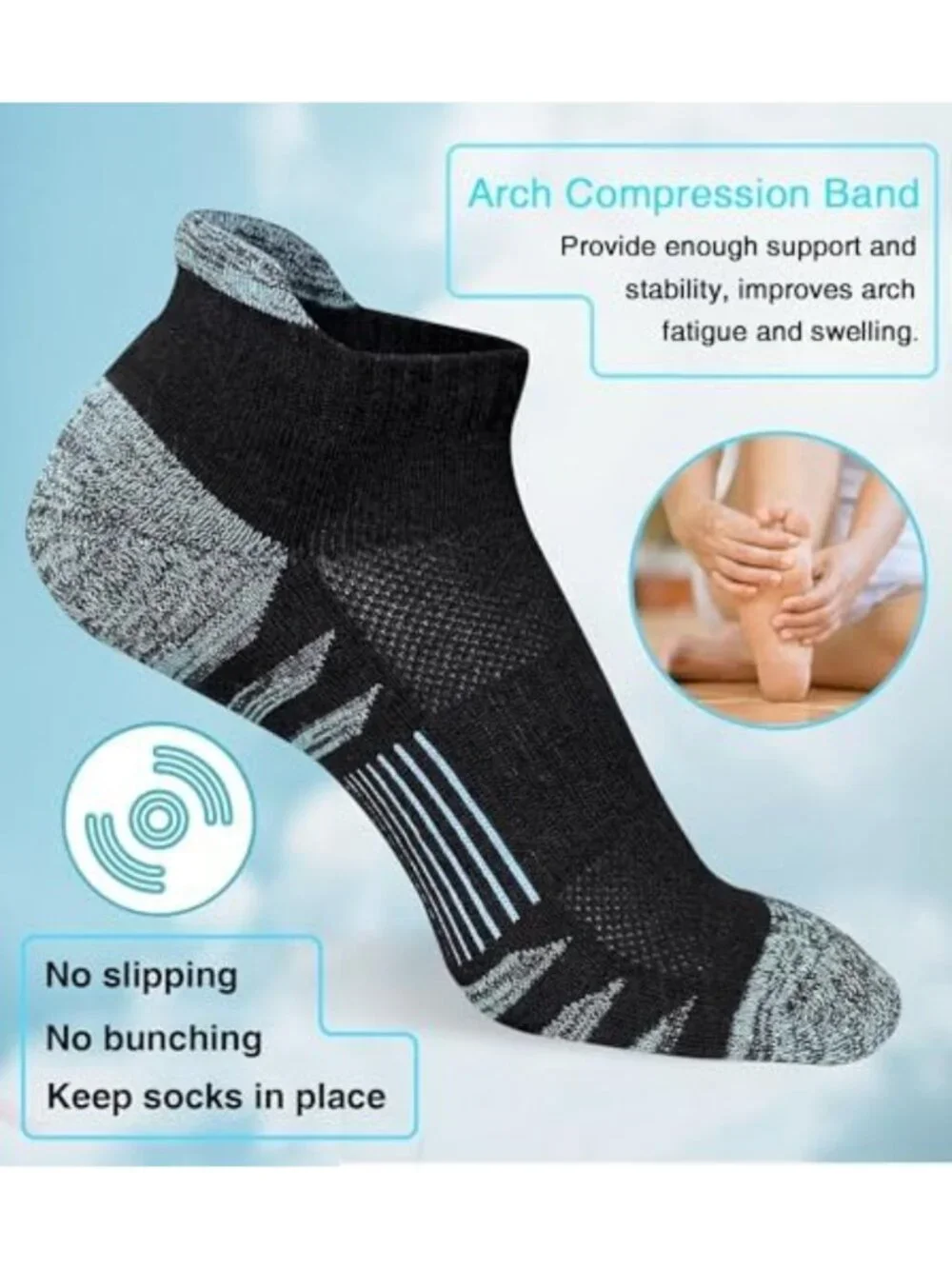 Cushioned Ankle Running Socks for Women - 5 Pairs, Anti-Blister Athletic Comfort